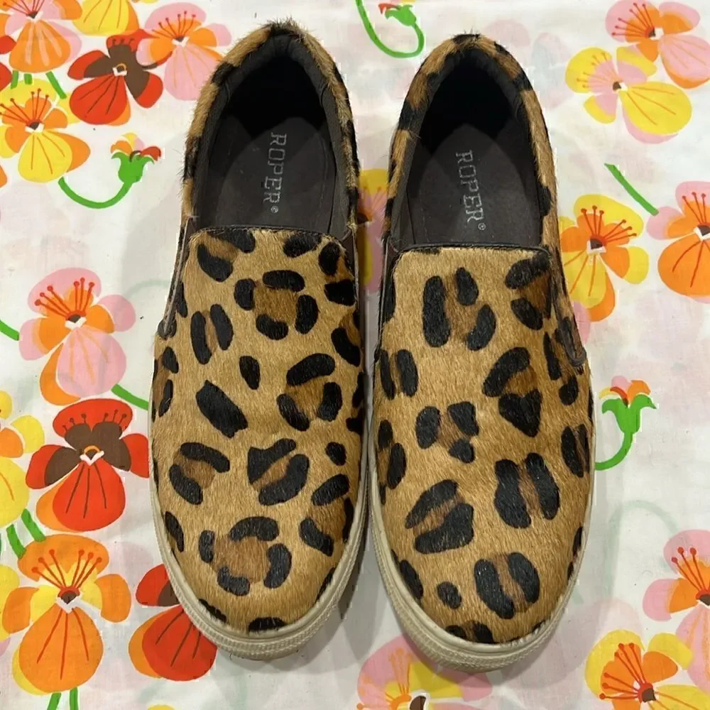 Roper Cheetah Leopard Print Hair On Slides - 9